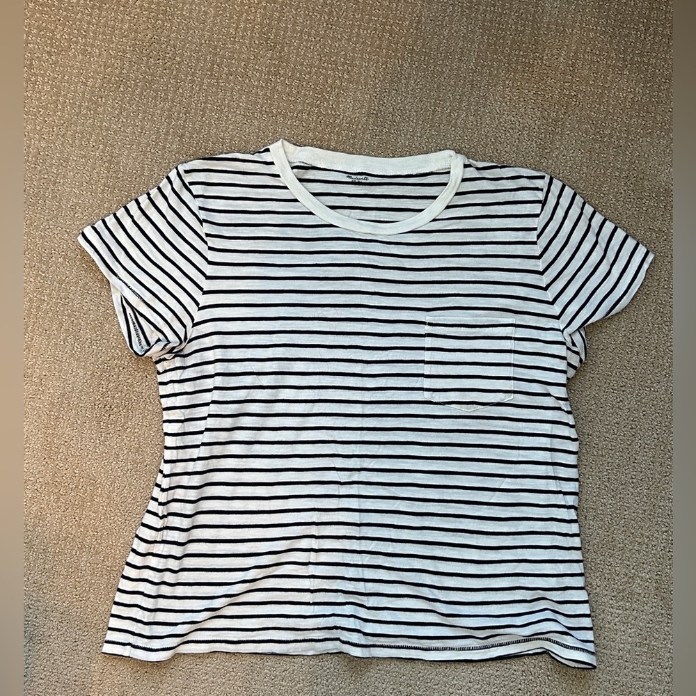 Madewell Striped Short-Sleeve Pocket Tee - White & Black